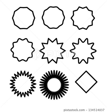 Collection Of Assorted Starburst And Geometric Outline Shapes For Design Projects Collection Of Assorted Starburst And Geometric Outline Shapes For Design Projects 134514837