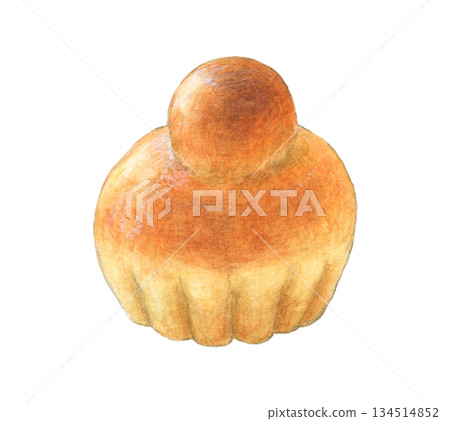 奶油蛋捲水彩彩鉛筆麵包插圖 134514852