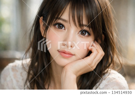 一位美麗的日本女性正看著鏡頭——逼真的AI插畫 一位美麗的日本女性正看著鏡頭——逼真的AI插畫 134514930