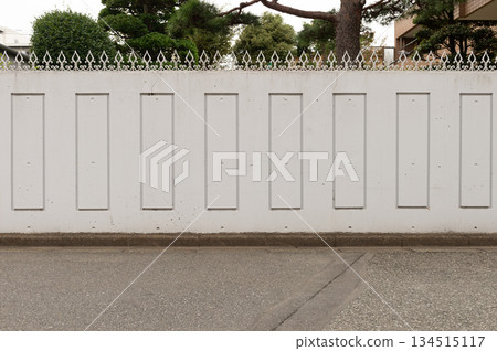 street wall background ,Industrial background, empty grunge urban street with warehouse brick wall 134515117