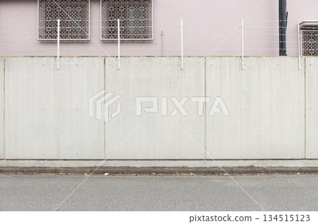street wall background ,Industrial background, empty grunge urban street with warehouse brick wall 134515123