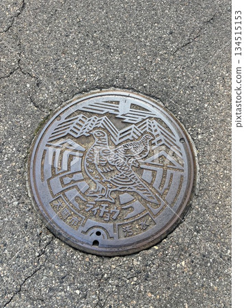 Local ptarmigan manhole cover (Omachi City, Nagano Prefecture, August) 134515153