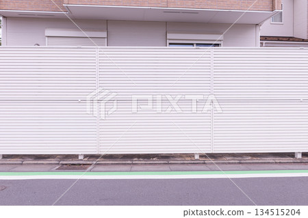 street wall background ,Industrial background, empty grunge urban street with warehouse brick wall 134515204