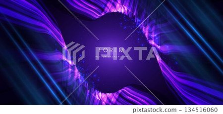 Abstract glowing wave lines with lighting effect and sparkle on dark blue background. Abstract glowing wave lines with lighting effect and sparkle on dark blue background. 134516060