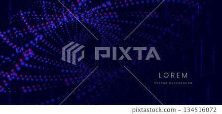 Futuristic hi tech network dot connection blue and pink on dark background. 134516072