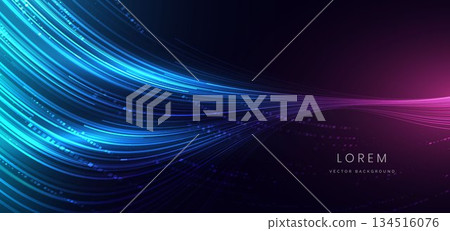 Futuristic curve lines glowing speed movement background. Futuristic technology concep. 134516076