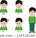Vector illustration set of various facial expressions of men 134516160