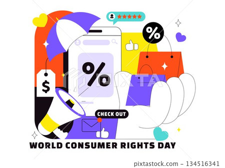 World Consumer Rights Day Vector Illustration on March 15 Featuring Shopping Bags Symbolizing Respected And Protected Consumer Rights World Consumer Rights Day Vector Illustration on March 15 Featuring Shopping Bags Symbolizing Respected And Protected Consumer Rights 134516341