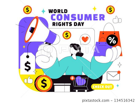 World Consumer Rights Day Vector Illustration on March 15 Featuring Shopping Bags Symbolizing Respected And Protected Consumer Rights World Consumer Rights Day Vector Illustration on March 15 Featuring Shopping Bags Symbolizing Respected And Protected Consumer Rights 134516342