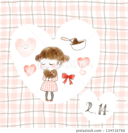 A girl holds a handmade chocolate and excitedly waits for Valentine's Day A girl holds a handmade chocolate and excitedly waits for Valentine's Day 134516788