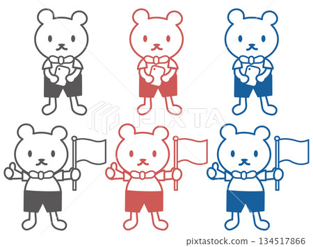 熊形角色、動物服裝、智慧型手機操作與活動資訊、3色套裝 134517866