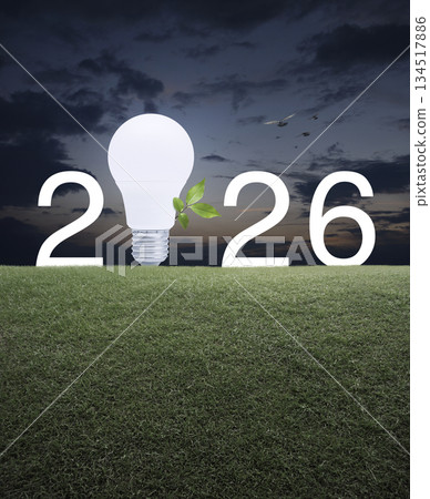 Happy new year 2026 ecology saving power and energy concept 134517886