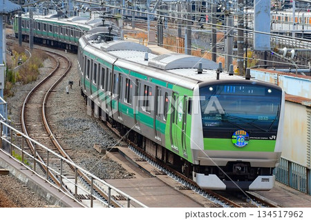 E233系列7000系列Hae 117列車，為慶祝埼京線開通40週年而特別裝飾。 134517962