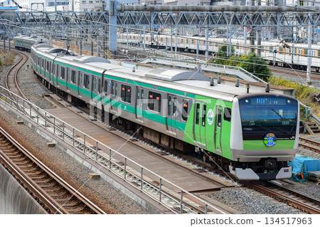 E233系列7000系列Hae 117列車，為慶祝埼京線開通40週年而特別裝飾。 134517963