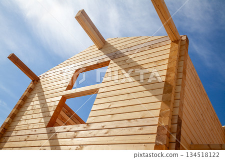 Construction of Wooden House from Sawn Timber Construction of Wooden House from Sawn Timber 134518122