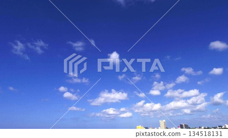 A tropical landscape of blue sea and blue sky at Araha Beach, Okinawa 134518131