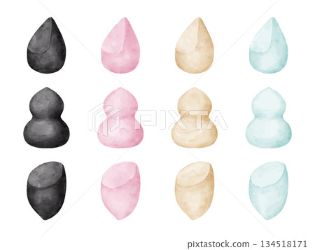 各種粉撲的水彩插圖 134518171