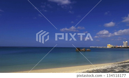 A tropical landscape of blue sea and blue sky at Araha Beach, Okinawa A tropical landscape of blue sea and blue sky at Araha Beach, Okinawa 134518177