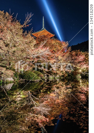 京都清水寺秋葉燈光倒影 134518209