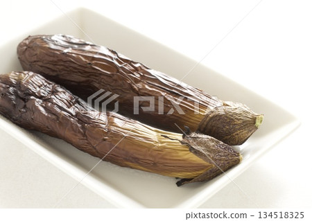 Grilled eggplant during cooking Grilled eggplant during cooking 134518325