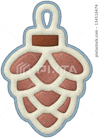 Christmas patchwork pine cone element embroidery ornament cozy textile art Christmas patchwork pine cone element embroidery ornament cozy textile art 134518474