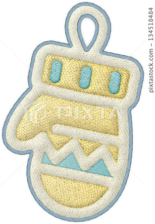 Christmas mittens embroidery patchwork element ornament for winter holiday craft design 134518484