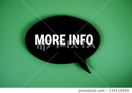 More Info text with speech bubble top view on green background More Info text with speech bubble top view on green background 134518989