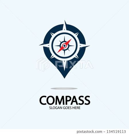 Geolocation point with compass logo illustration design concept vector Geolocation point with compass logo illustration design concept vector 134519113