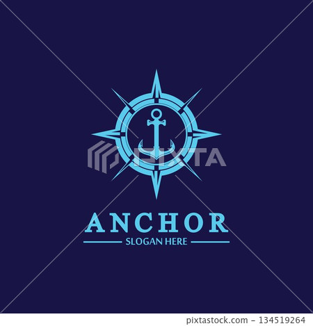 Anchor compass concept icon Logo vector illustration design,Nautical logo template. Flat design style on background. Anchor compass concept icon Logo vector illustration design,Nautical logo template. Flat design style on background. 134519264