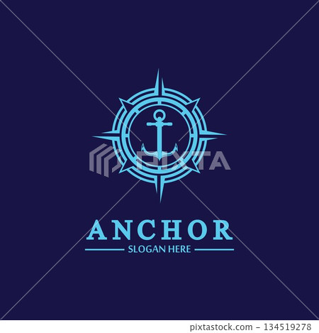 Anchor compass concept icon Logo vector illustration design,Nautical logo template. Flat design style on background. Anchor compass concept icon Logo vector illustration design,Nautical logo template. Flat design style on background. 134519278