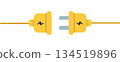 Two Electrical Plugs Connected 134519896