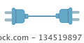 Two Electrical Plugs Connected 134519897