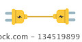 Two Electrical Plugs Connected 134519899