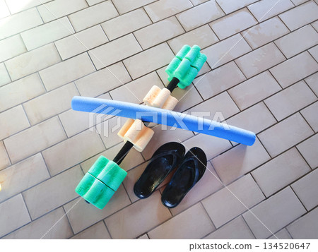 Pool exercise equipment for swimming. Sports for children and adults. Interior design. Health and lifestyle. Pool exercise equipment for swimming. Sports for children and adults. Interior design. Health and lifestyle. 134520647