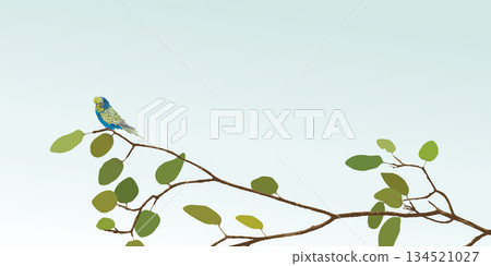 A bird perched on a tree branch with blue sky background graphic illustration have blank space. A bird perched on a tree branch with blue sky background graphic illustration have blank space. 134521027