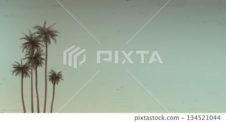 Old photography defect printing of coconut palm trees with blue sky background with risograph printing effect graphic illustration. Old photography defect printing of coconut palm trees with blue sky background with risograph printing effect graphic illustration. 134521044