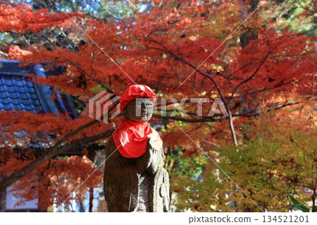 A buddhist jizo statue at the Chusonji temple at Hiraizumi town in Iwate prefecture in Tohoku Japan 134521201
