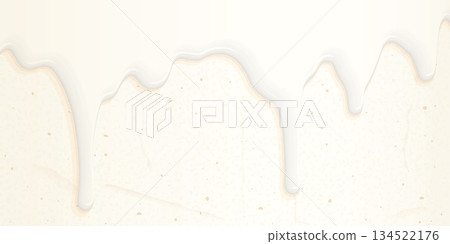 White chocolate melted pouring on vanilla cream cake texture background graphic illustration have blank space. 134522176