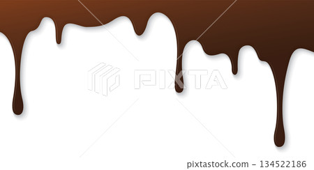 Melted chocolate flows onto white background graphic illustration have blank space. Melted chocolate flows onto white background graphic illustration have blank space. 134522186