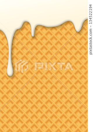 Melted vanilla ice cream drop onto wafer 3D pattern yellow brown colors vertical background graphic illustration. Melted vanilla ice cream drop onto wafer 3D pattern yellow brown colors vertical background graphic illustration. 134522194