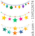 Christmas toys on a rope, holiday stars on a rope, illustration for design, PNG image 134522674