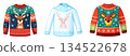 A set of illustrations of Christmas sweaters with reindeer on a transparent background, PNG image 134522678