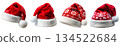 Set of Christmas Santa hats on transparent background, PNG image 134522684