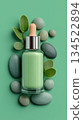 Natural serum bottle on green background 134522894