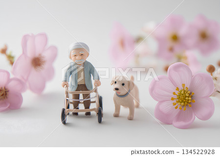 A gentle scene of an elderly person undergoing rehabilitation with a service dog amidst cherry blossoms (3D) / Mamio Design Welfare Series A gentle scene of an elderly person undergoing rehabilitation with a service dog amidst cherry blossoms (3D) / Mamio Design Welfare Series 134522928