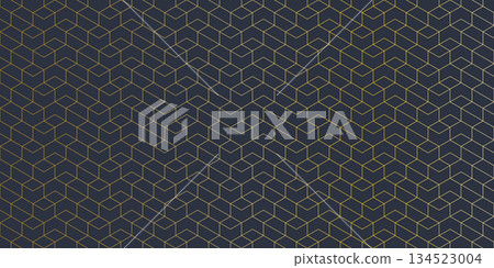 Abstract seamless pattern with a geometric background of polygonal golden lines. Stylish vector texture 134523004