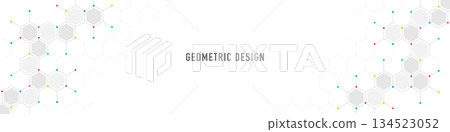 Panoramic view of abstract geometric background with hexagons shape pattern for banner or website header template 134523052