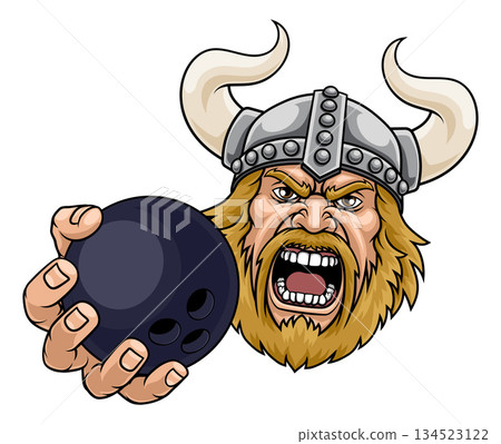 Viking Bowling Ball Sports Team Mascot Man 134523122