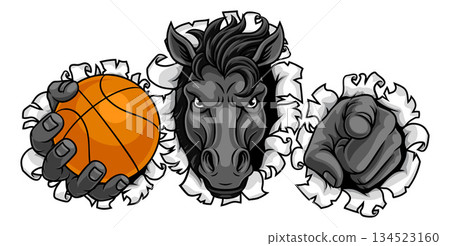Horse Mustang Stallion Basketball Sports Mascot Horse Mustang Stallion Basketball Sports Mascot 134523160