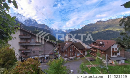 Swiss Alps and mountain hut scenery Swiss Alps and mountain hut scenery 134523239